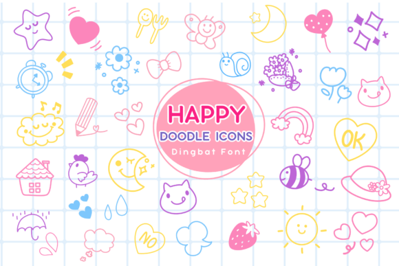 Happy Doodle Icons Font for Branding and Design