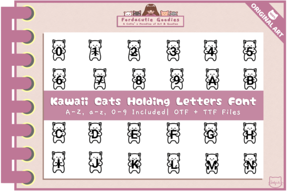 Kawaii Cats Holding Letters Font for Web Design