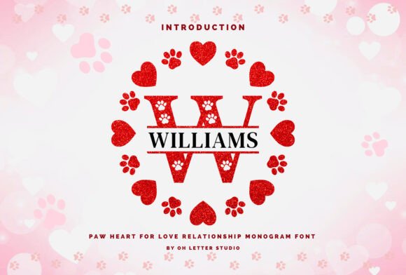 Paw Heart Mongram Font for Creative Projects